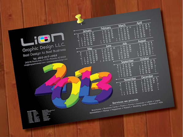 Lion Graphic Design Calendar 2013